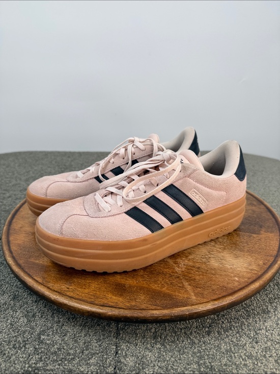 adidas Shoes - adidas Shoes Wm 8.5 Pink Suede Platform Sneakers Black Stripes